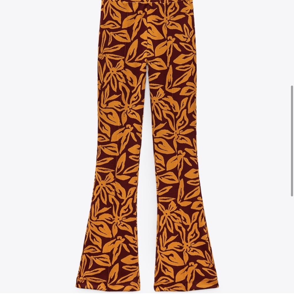ZARA FLARED JACQUARD PANTS